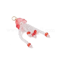 Glass Seed Beaded Jellyfish Pendants&nbsp;PALLOY-MZ00707