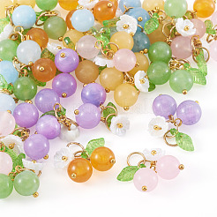 30Pcs 6 Colors Natural Malaysia Jade & White Jade & Topaz Jade & Green Jade & Yellow Jade Pendants&nbsp;PALLOY-TA00290