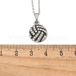 Zinc Alloy Crystal Rhinestone Sport Ball Pendant Cable Chain Necklaces&nbsp;LS-NJEW-U024-01P-04
