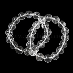 Natural Quartz Crystal Round Beaded Stretch Bracelets&nbsp;GG-CBA12F1-02E-12