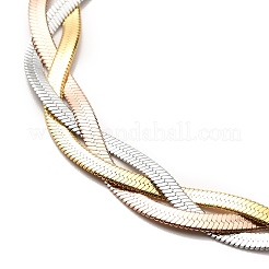 304 Stainless Steel Interlocking Triple Herringbone Chain Necklace for Men Women&nbsp;NJEW-H167-01