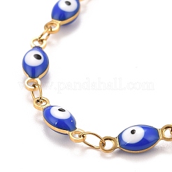 Enamel Horse Eye Link Chains Bracelet&nbsp;BJEW-P271-05G-01