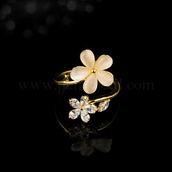 Brass Micro Pave Cubic Zirconia Cuff Rings&nbsp;FS-WG89D85-01