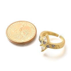 Brass Micro Pave Clear Cubic Zirconia Cuff Rings&nbsp;RJEW-U035-10GP