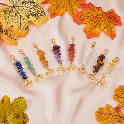 8Pcs 8 Styles Gemstone Pendant Decorations&nbsp;HJEW-FH00002