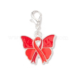 7Pcs 7 Styles Awareness Ribbon Theme Alloy Enamel Pendant Decorations&nbsp;HJEW-JM03383