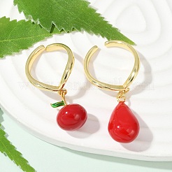 Brass Enamel Open Cuff Rings for Women&nbsp;RJEW-U057-04G