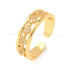 Brass Micro Pave Cubic Zirconia Cuff Open Rings for Women&nbsp;RJEW-F217-05G