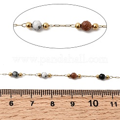 Handmade Gemstone Beads & 316 Stainless Steel Round Link Chains&nbsp;CHS-L033-07G-01