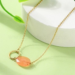 304 Stainless Steel & Dyed Natural White Jade Oval Link Chain Necklaces for Women&nbsp;NJEW-A045-10G