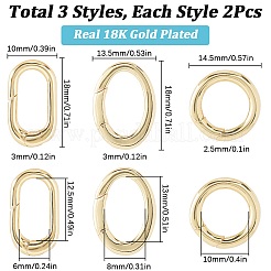 6Pcs 3 Styles Rack Plating Brass Spring Gate Rings&nbsp;KK-SC0004-45