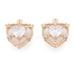 Brass Micro Pave Clear Cubic Zirconia Charms&nbsp;KK-N216-560LG