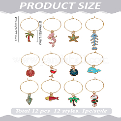12Pcs 12 Styles Alloy Enamel Wine Glass Charms&nbsp;AJEW-LP00011
