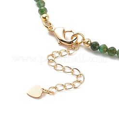 Cubic Zirconia Teardrop Pendant Necklace with Natural Emerald Beaded Chains&nbsp;NJEW-JN04121-05
