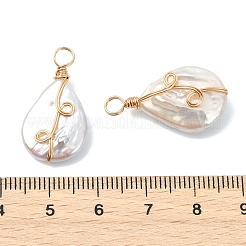 Natural Baroque Keshi Pearl Copper Wire Wrapped Pendants&nbsp;PALLOY-JF05723