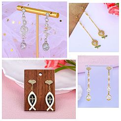 8 Pair 2 Color Flat Round Brass Micro Pave Cubic Zirconia Stud Earring Findings&nbsp;ZIRC-SZ0005-03