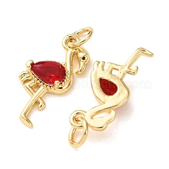 Brass Micro Pave Red Cubic Zirconia Pendants&nbsp;CU-E003-11G-A