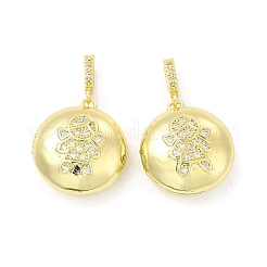 Brass Micro Pave Clear Cubic Zirconia Locket Pendants&nbsp;KK-H441-43A-LG