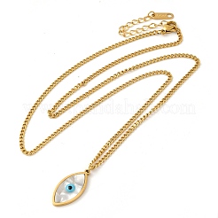 Natural Shell with Enamel Horse Eye Pendant Necklaces&nbsp;NJEW-E104-01G