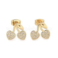Brass Clear Cubic Zirconia Stud Earrings&nbsp;LS-EJEW-Q017-03A-G