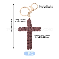 Cotton Cord Cross Keychains&nbsp;AJEW-TAC0031-03B