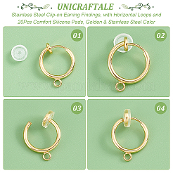 20Pcs 2 Colors 304 Stainless Steel Clip-on Earring Findings&nbsp;STAS-UN0039-97