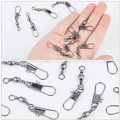 100Pcs Stainless Steel Solid Fishing Swivel Snaps Hook Connector Barrel Bearing&nbsp;FIND-FH0010-59