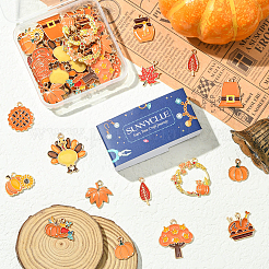 56Pcs 14 Styles Thanksgiving Day Theme Alloy Enamel Pendants&nbsp;ENAM-SC0006-80