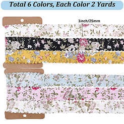2Sets 2 Styles Polyester Flower Printed Ribbon&nbsp;OCOR-CY0004-52