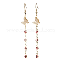 Handmade Evil Eye Lampwork & Brass Findings Dangle Earring & Y Necklaces Sets&nbsp;SJEW-JS01350-01