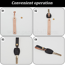 3Pcs 3 Colors Cowhide Leather Keychains&nbsp;KEYC-CL0001-32