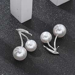 Brass Cherry Stud Earrings&nbsp;EJEW-R016-12P