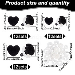 36 Sets 3 Styles Heart Flocky & Plastic Safety Craft Noses&nbsp;FIND-GO0002-16B