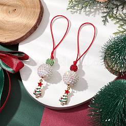 Christmas Tree Alloy Enamel with Rhinestone Pendant Decorations&nbsp;HJEW-JM02097