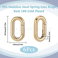 6Pcs Ion Plating(IP) 304 Stainless Steel Spring Gate Rings&nbsp;STAS-SC0008-34
