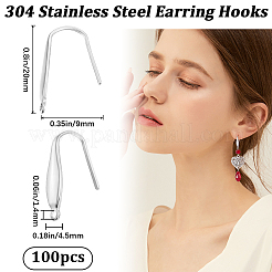 100Pcs 304 Stainless Steel Earring Hooks&nbsp;STAS-BBC0004-03
