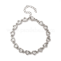 Brass Micro Pave Clear Cubic Zirconia Link Bracelets for Women&nbsp;BJEW-D342-02P
