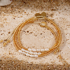 3Pcs Glass Seed Round Beaded Braided Bead Bracelets for Women&nbsp;UE2399-1