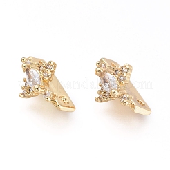 2 Hole Brass Micro Pave Cubic Zirconia Multi-strand Links&nbsp;ZIRC-K084-B02-G