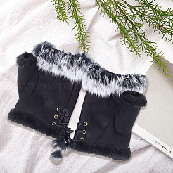 1 Pair Suede Fabric Fingerless Gloves&nbsp;AJEW-CY0002-16A