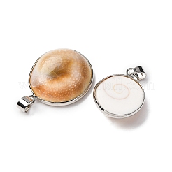 Brass Pave Natural Shell Pendants&nbsp;KK-H002-01P