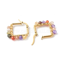 Cubic Zirconia Beads 201 Stainless Steel Hoop Earrings&nbsp;EJEW-JE04554-04