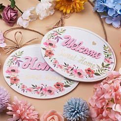 2Pcs 2 Style MDF Wooden Hanging Plate Wall Decorations&nbsp;HJEW-CF0001-04