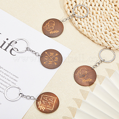 18Pcs 3 Style Flat Round Wood Keychains&nbsp;KEYC-CA0001-55