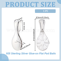 1Pc 925 Sterling Silver Glue-on Flat Pad Bails&nbsp;STER-GA0001-30