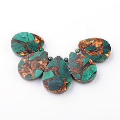 Assembled Synthetic Bronzite and Natural Malachite Pendants&nbsp;G-F224-02