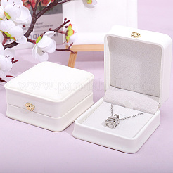2Pcs PU Leather Necklace Pendant Gift Boxes&nbsp;LBOX-CL0001-01
