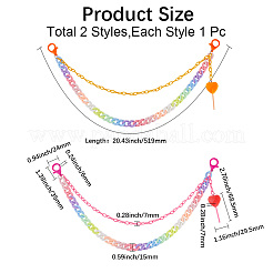 2Pcs 2 Colors Acrylic Two Layers Chain Belts&nbsp;AJEW-GF0011-19A