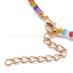 Round Transparent Frosted Glass Seed Beaded Necklaces&nbsp;NJEW-JN03362-05