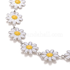 Enamel Daisy Link Chain Necklace&nbsp;NJEW-P220-01P-01